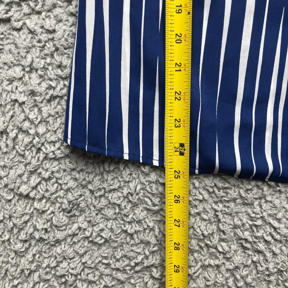 Banana Republic Blouse Top Womens 4 Blue White Striped Sleeveless Keyhole Back - Picture 4 of 7